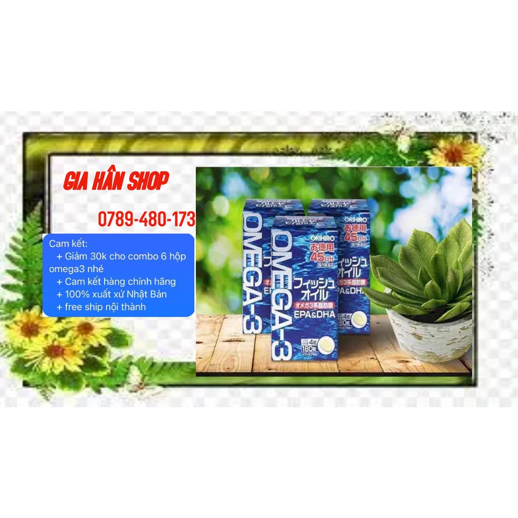 Dầu cá Omega 3 Orihiro EPA & DHA Orihiro Nhật Bản hộp 180 viên