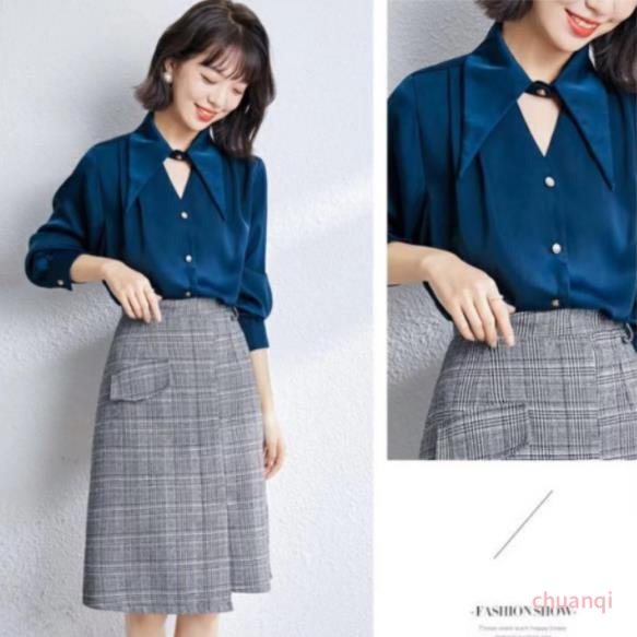 Áo Sơ Mi Nữ Tay Dài Cổ Chữ V Thời Trang Thanh Lịch