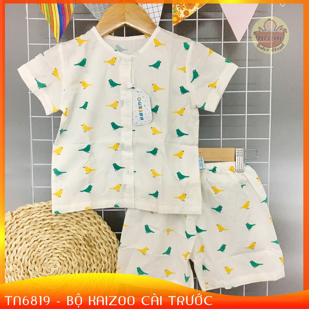 Bộ Kaizoo Tay Ngắn Viền Cổ Cotton Kate Cài Trước 1T- 5T