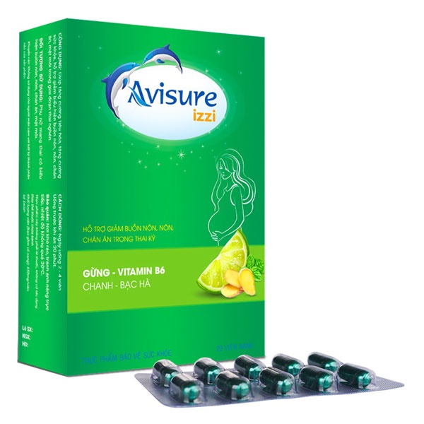Viên uống giảm nghén Avisure izzi, hỗ trợ giảm biểu hiện buồn nôn, nôn, chán ăn