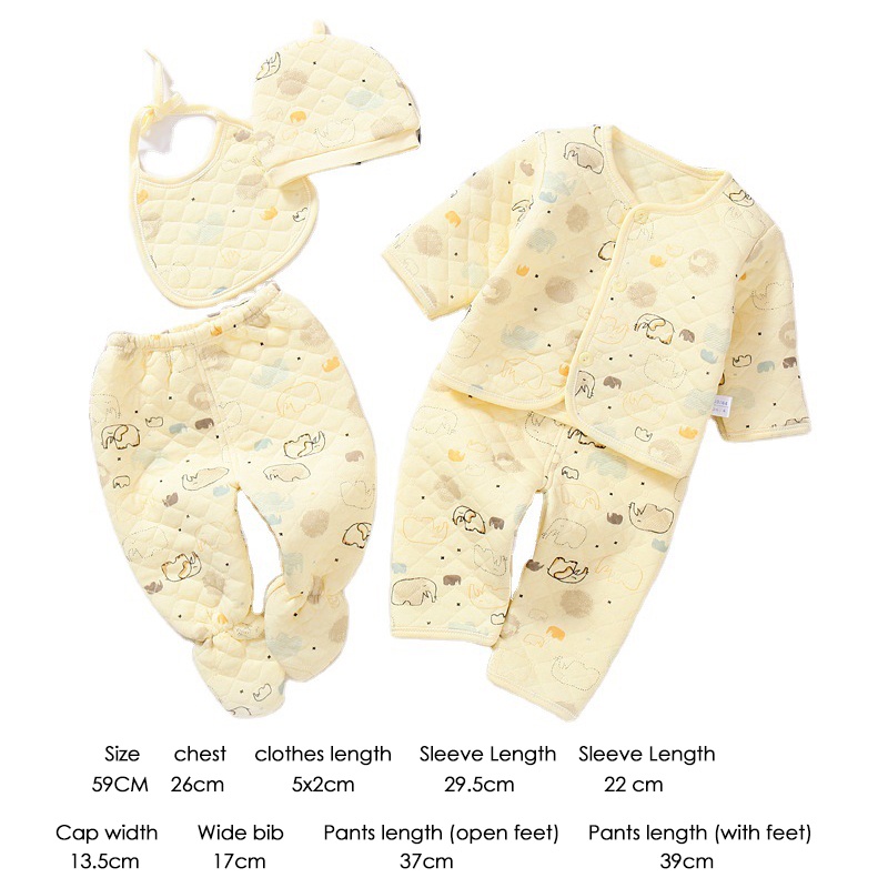 quần áo phù hợp cho quần áo sơ sinh mới sinh mũ mũ trẻ em yếm 5 cái mới biết đi quần áo cotton bộ AKKU