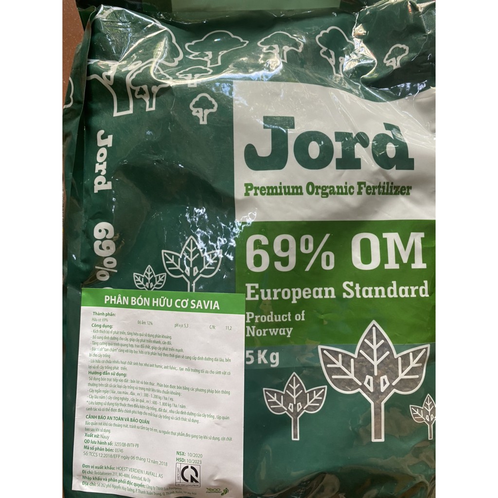 5kg Phân bón hữu cơ Jord Savia nhập khẩu Nauy, phân cá hồi tan chậm dành cho hoa lan cây cảnh