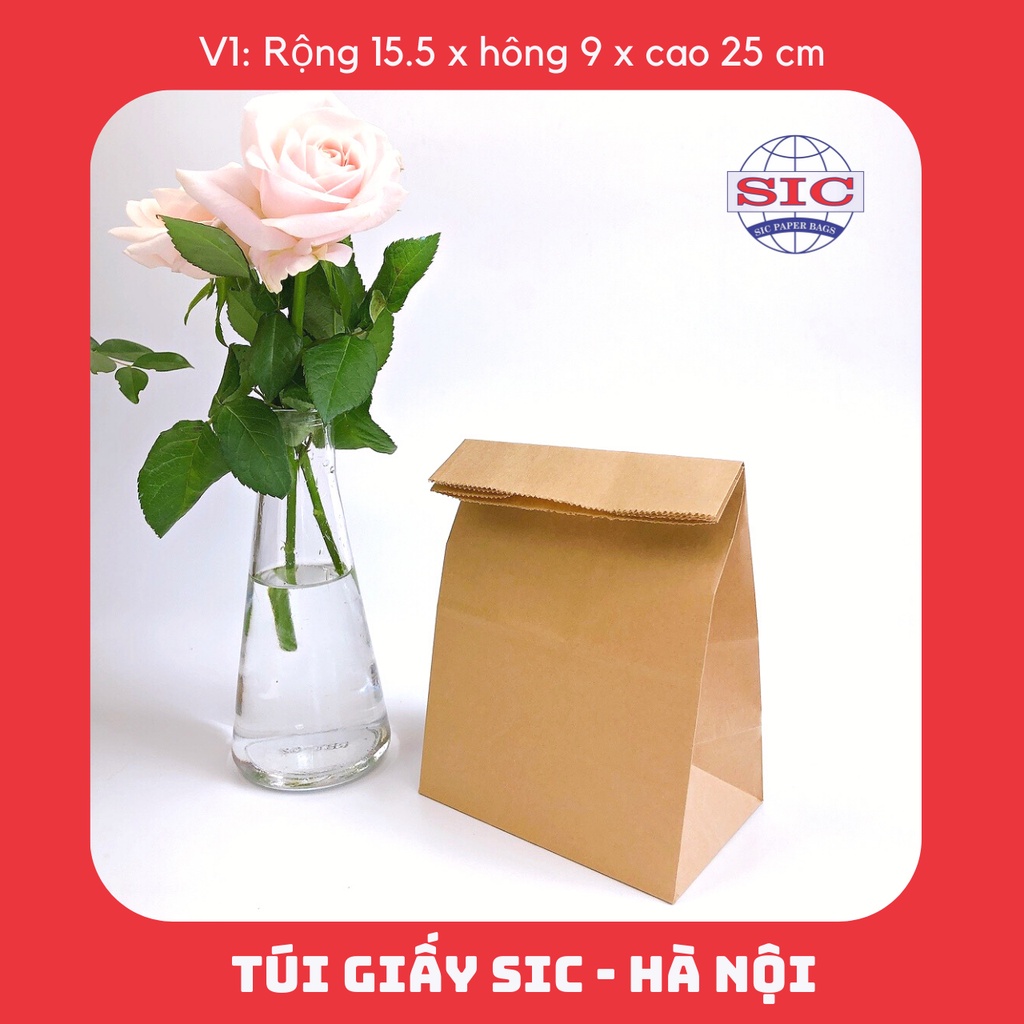 [SET 10 CHIẾC] TÚI GIẤY KRAFT XI MĂNG V1: 15.5x9x25 cm KHÔNG QUAI ( ẢNH THẬT)