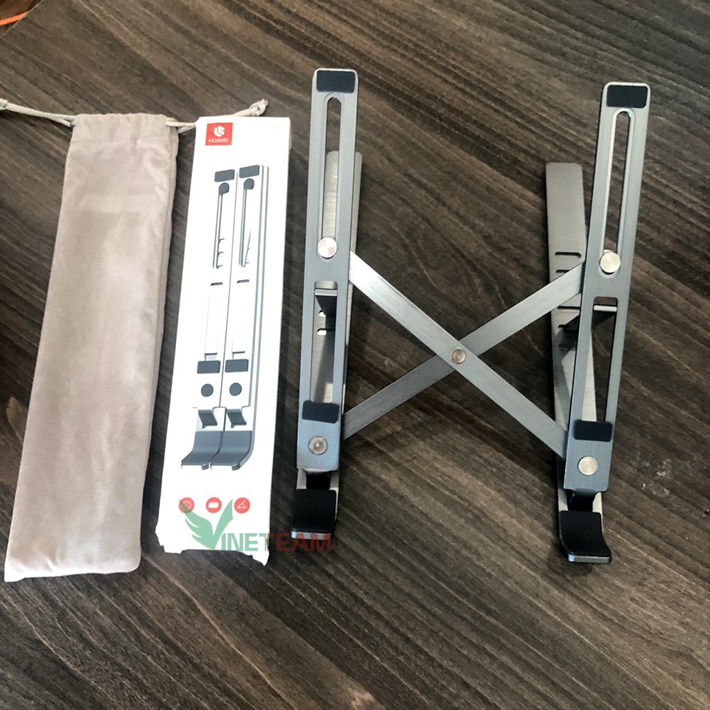 Giá đỡ laptop - Macbook LC-633 nhôm cao cấp có túi đựng, có thể xếp gọn &amp; điều chỉnh độ cao, sửa tư thế ngồi -DC4266