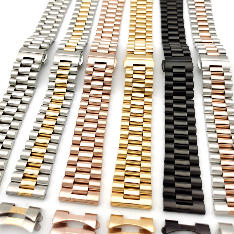 Dây Đeo Thay Thế Bằng Thép Không Gỉ Trơn 12 14 16 18 19 20 21 22mm Rộng 3 Vòng Dây Đồng Hồ