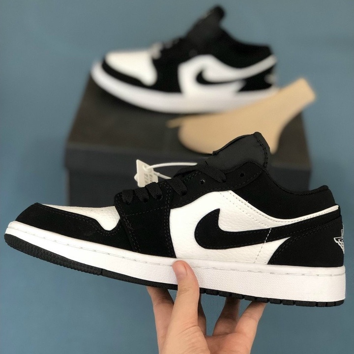 Giày jd1 thể thao nam nữ, giầy Jordan 1 low Panda cổ thấp đen trắng hàng cao cấp full box
