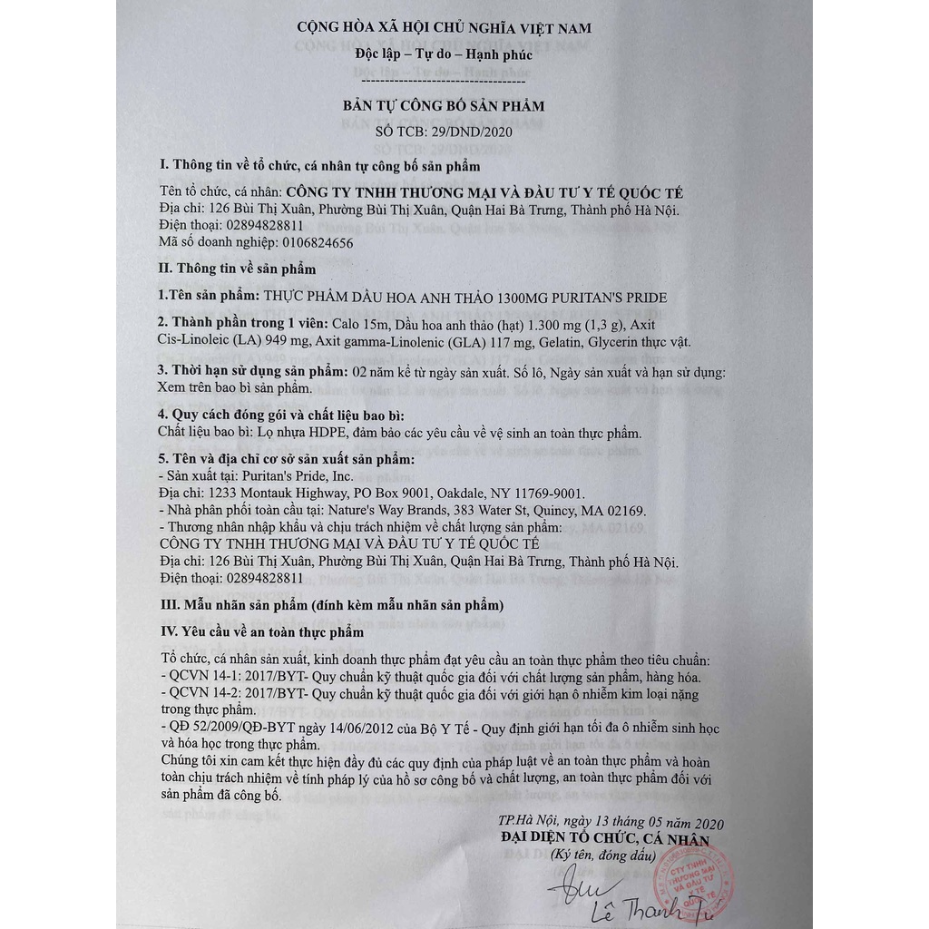 Tinh Dầu Hoa Anh Thảo Evening Primrose Oil Puritan's Pride