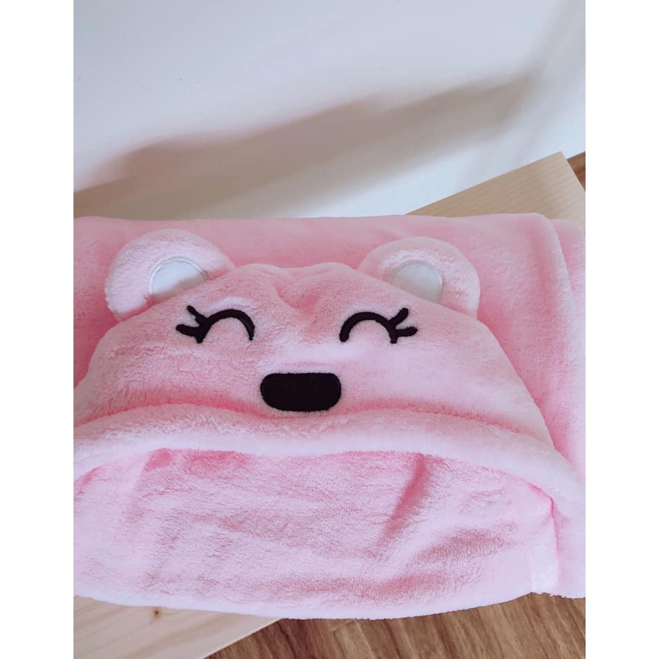 Chăn Ủ Có Mũ Minizone Hình Gấu Cho Bé Cực Đáng Yêu | Minizon Kids