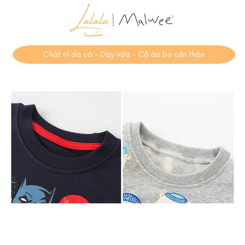 Áo nỉ cho bé trai, áo ấm cho bé trai MALWEE mềm mại, họa tiết ô tô, Marvel mạnh mẽ