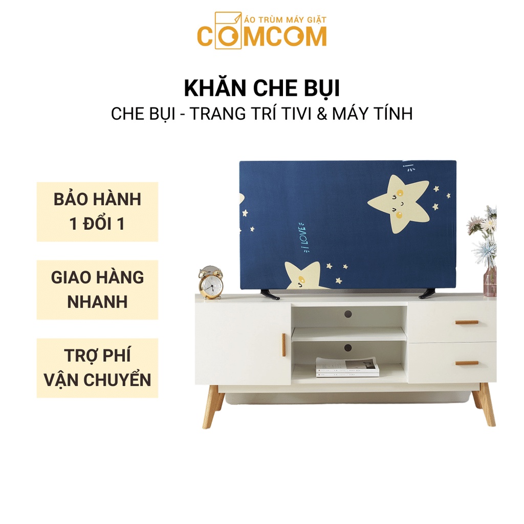 Khăn phủ tivi đủ kích thước - Rèm tivi chống bụi, vải che bụi cao cấp - Họa tiết màn che tivi dễ thương, bắt mắt
