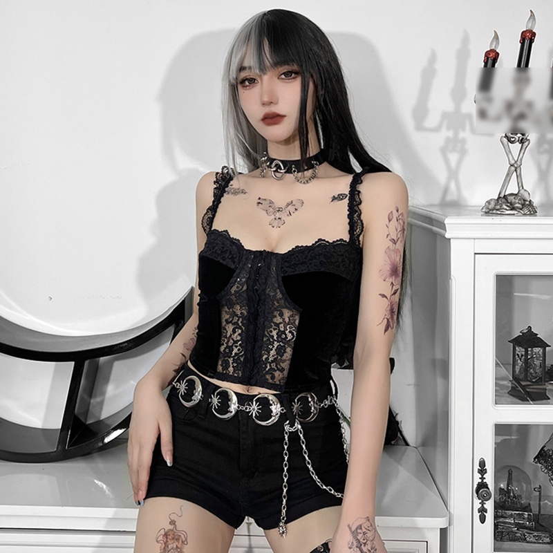 Áo Croptop Hai Dây Phối Ren Gợi Cảm Cho Nữ