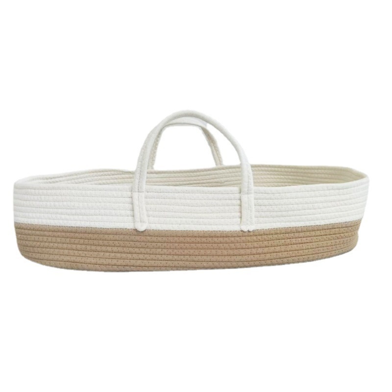 Giỏ Ngủ Bằng Cotton Có Tay Cầm Và Dây Thừng Tiện Dụng Cho Em Bé