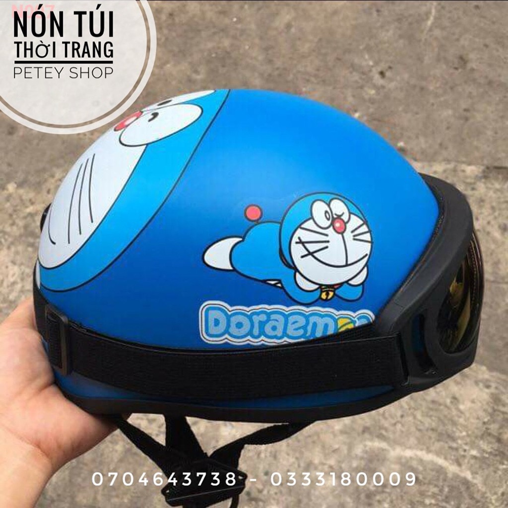 Nón bảo hiểm cặp hình thú, nón Doremon kèm kính chắn gió nắng thời trang HOTTTTTT
