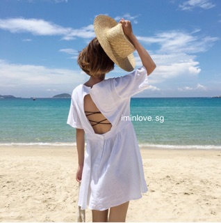 VÁY TRẮNG HỞ LƯNG - vải đũi