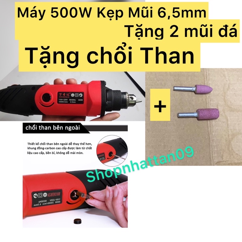 Máy mài khuôn đa năng cầm tay công suất 500W, máy mài khắc mini + Tặng kèm 2 chổi than + 2 mũi đá