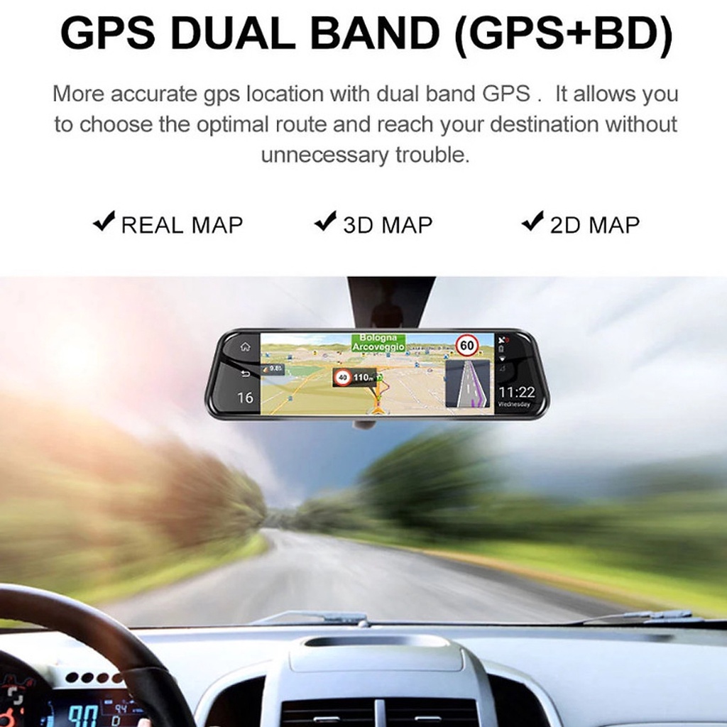 Camera hành trình gắn gương ô tô cao cấp Android Z55GE, có cam sau, internet SIM 4G, Wifi, Navitel, VIETMAP...