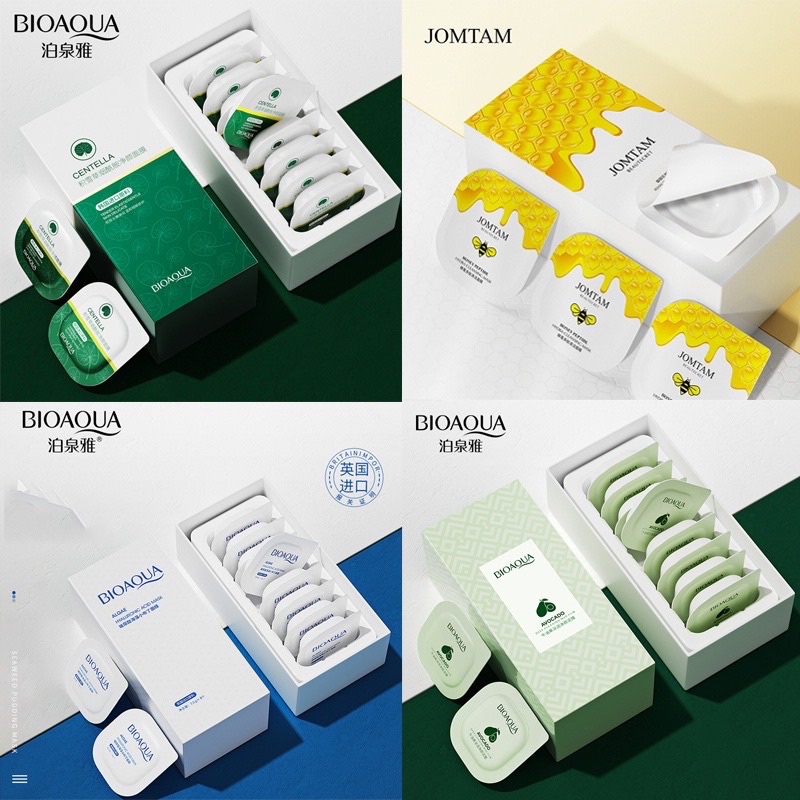 Hộp 8 Hũ mặt nạ bùn Bioaqua chiết xuất Bơ - Mật ong - Hyaluronic Acid - Làm sạch sâu, dưỡng ẩm da