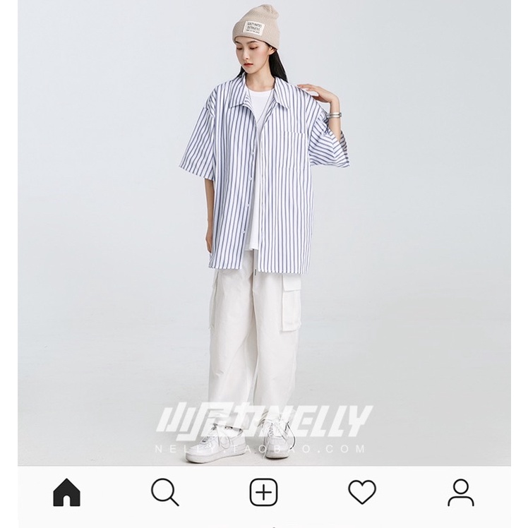 Áo sơ mi NELLY kẻ sọc xanh túi ngực