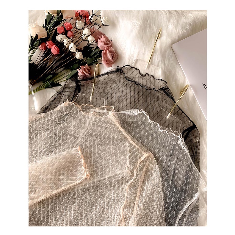 Áo lưới ren mỏng tay dài cổ tròn thời trang cho nữ MS566