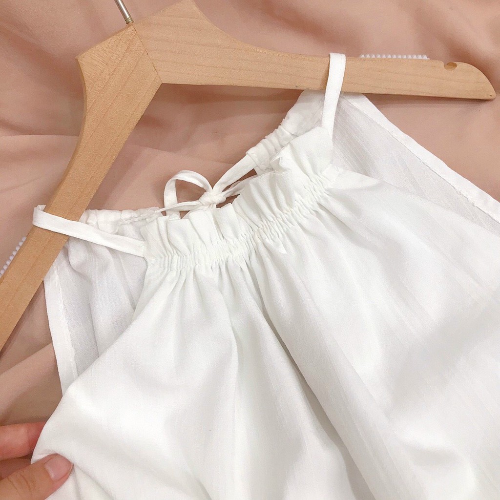 Váy Đầm Maxi Nữ Trắng Bèo Viền Ren Hở Lưng Phối Tay Cách Điệu | BigBuy360 - bigbuy360.vn