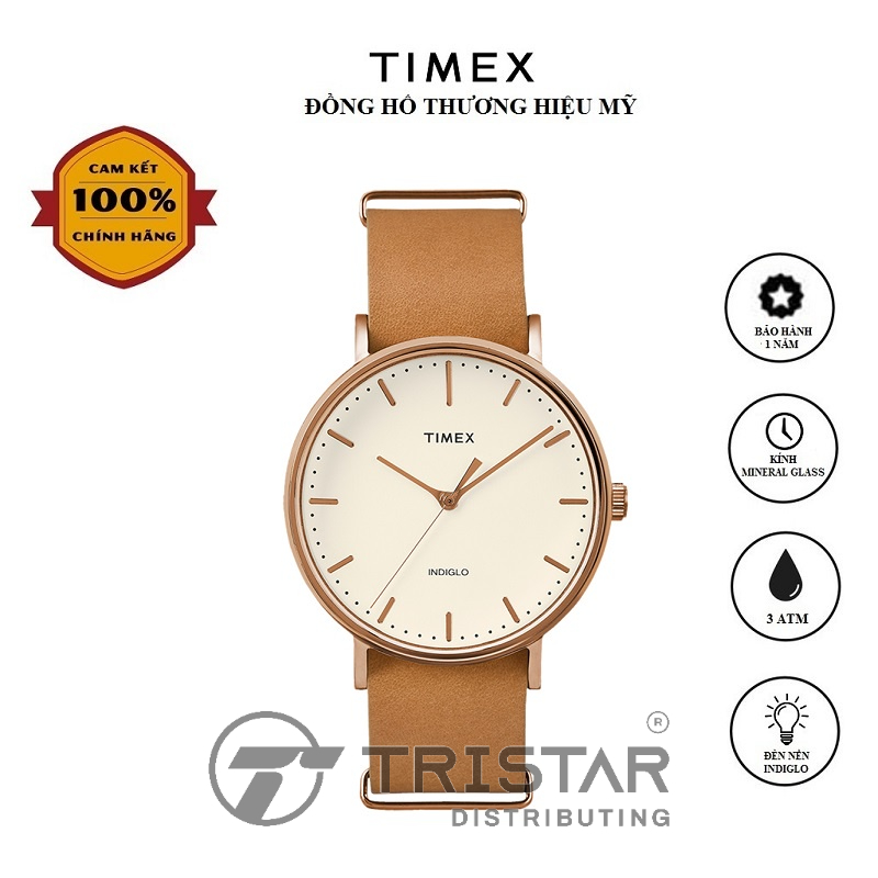 Đồng hồ Unisex Nam Nữ Timex Fairfield TW2P91200 Dây Da - Chính Hãng thumbnail