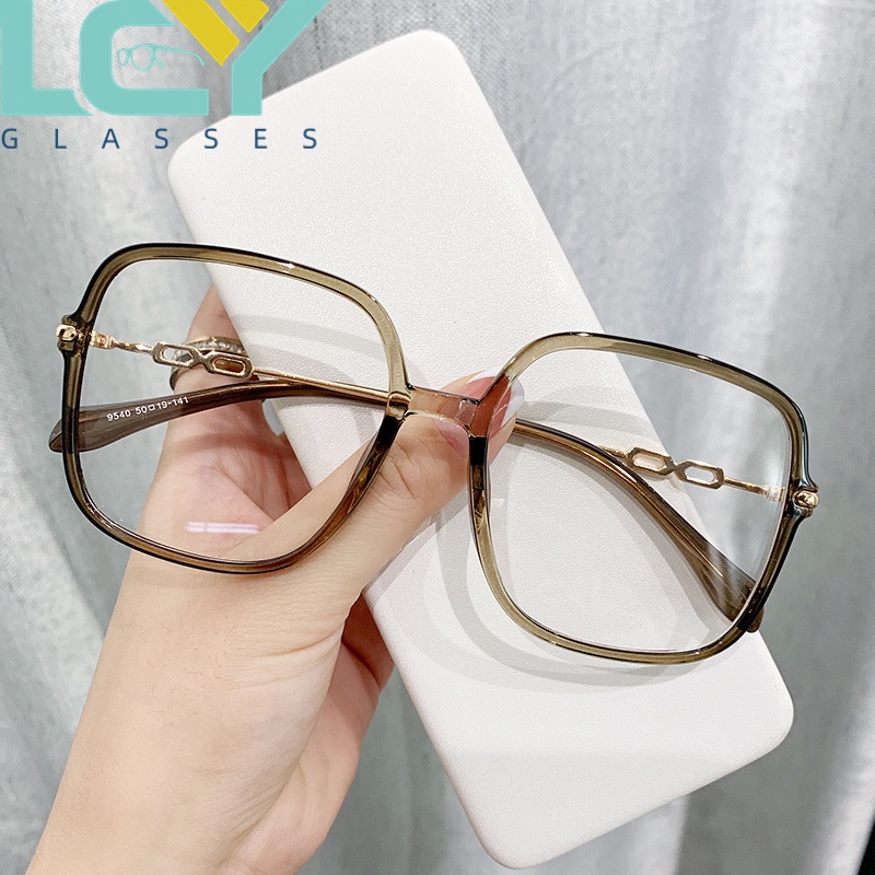 Mắt Kính Cận Thị Gọng Vuông Lớn Bằng Hợp Kim Chống Ánh Sáng Xanh Lam Phong Cách Mới Dễ Phối Đồ Cho Nam Và Nữ # 0°-6.0° (Tại Chỗ) 9540