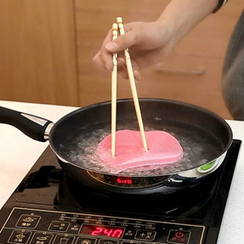 Bàn chải silicon chịu nhiệt chống mòn tái sử dụng tiện lợi cho rửa chén