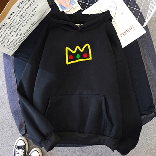 Dream Merch Áo Hoodie Tay Dài Dáng Rộng In Hình Vương Miện Màu Đen Đáng Yêu Cho Thanh Thiếu Niên