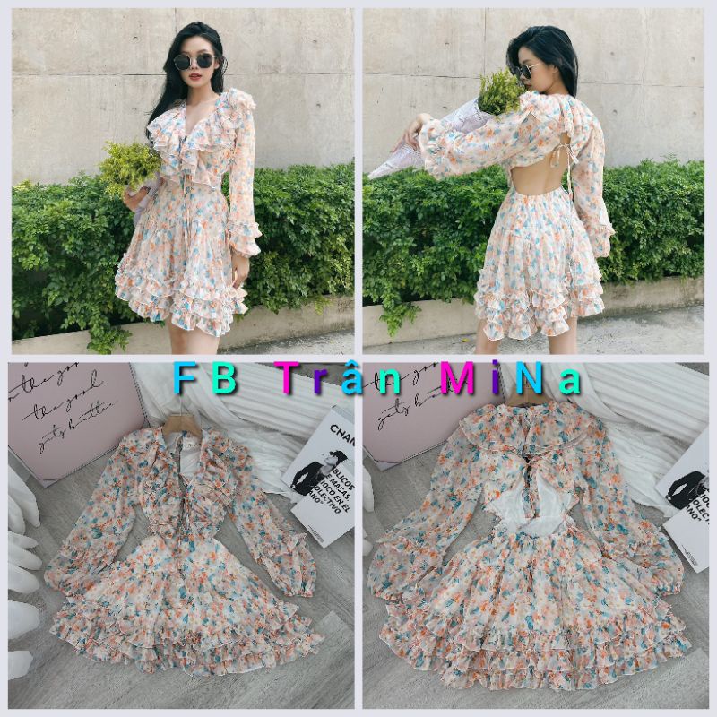 ĐẦM HOA BÈO CUTOUT LƯNG