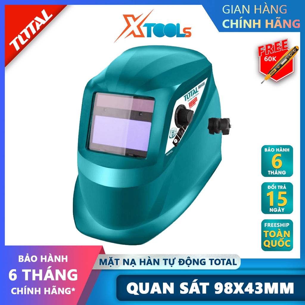 Mặt nạ hàn điện tử TOTAL TSP9103 mặt nạ hàn tự động Vùng quan sát 98x43mm, Trạng thái tối bóng có thể thay đổi 9-13