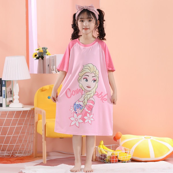 Bộ Đồ Ngủ Bằng Polyester Thoáng Khí In Họa Tiết Hoạt Hình Cho Bé Gái