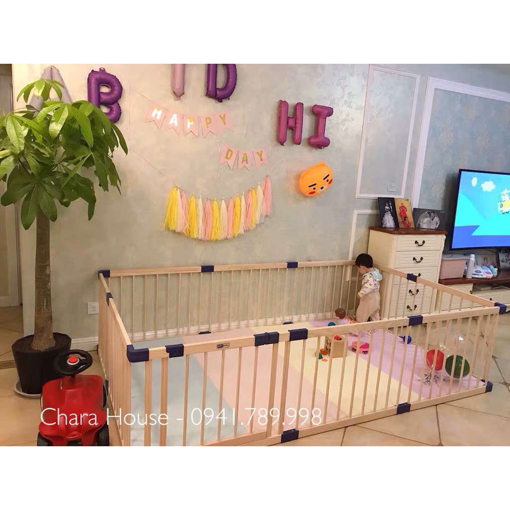 Quây gỗ thông cao cấp Jolly Baby Kích thước 1m4x1m8,1m5x1m8,1m4x2m1