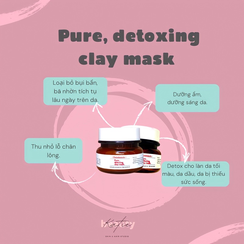 Mặt nạ đất sét trắng da, detoxing lỗ chân lông Pure, Detoxing Clay Mask 80g | KATIEBEAUTY