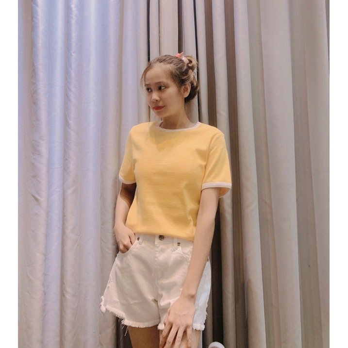 Áo thun nữ sọc ngang thun gân T.o.m.m.y