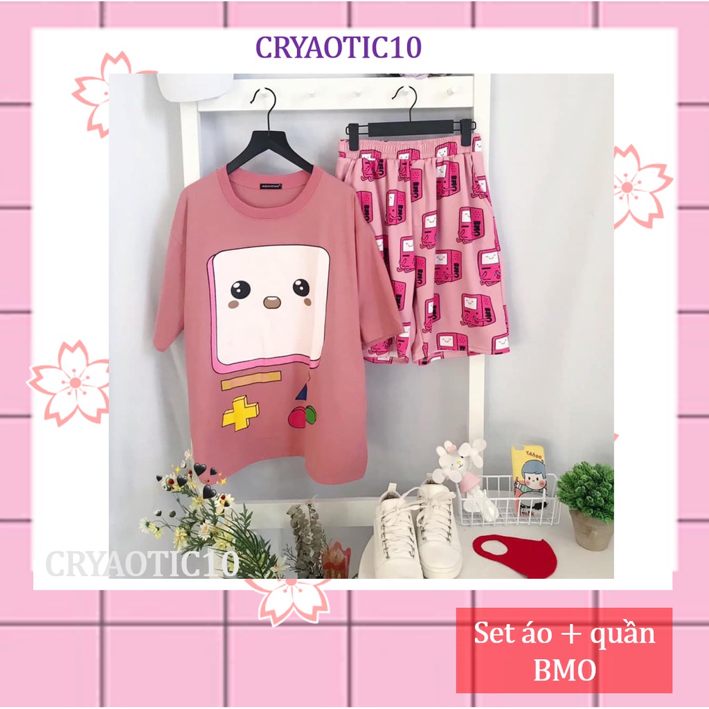 Set áo BMO đen + quần short cartoon BMO unisex