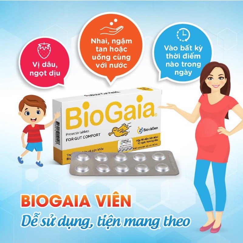 ✔️️️(Tặng Quà Xinh) Men vi sinh biogaia 10 viên dạng nhai hoặc uống ( mẫu mới)