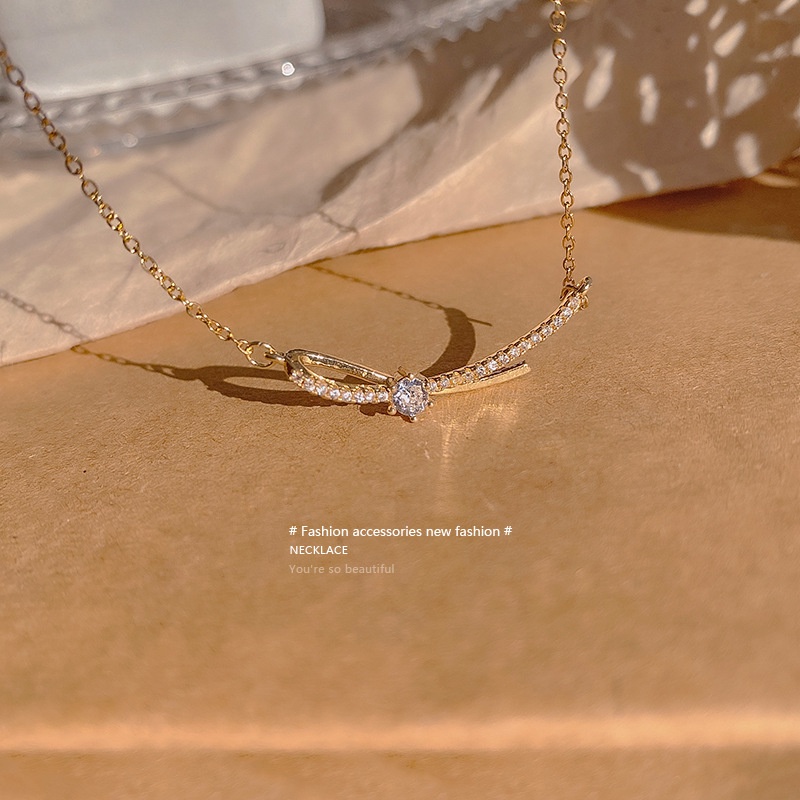 Vòng cổ Mặt Nơ Đính Đá zircon Thời Trang Cho Nữ