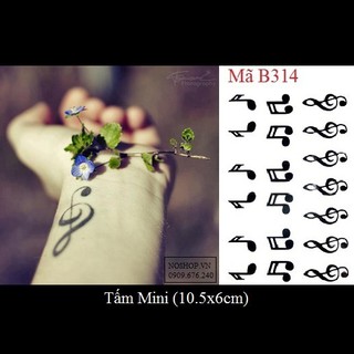 Xăm dán tattoo nốt nhạc B314