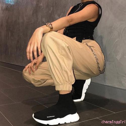 Quần jogger lưng cao phối túi thời trang cho nữ