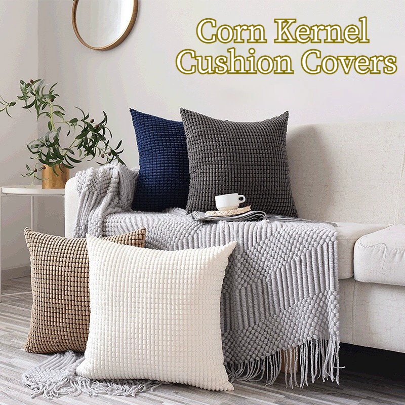 Vỏ bao gối vuông họa tiết sọc trang trí nội thất đơn giản 45x45cm Hạt ngô nhung sofa giường gối đầu gối vỏ gối đệm trắng văn phòng hỗ trợ thắt lưng có thể tháo rời và giặt được