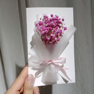 [THIỆP HANDMADE CAO CẤP ] Thiệp đính bó hoa baby khô mini vintage