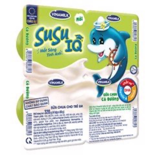 Sữa chua ăn SuSu IQ loại có đường - Vỉ 4 hộp x 80g