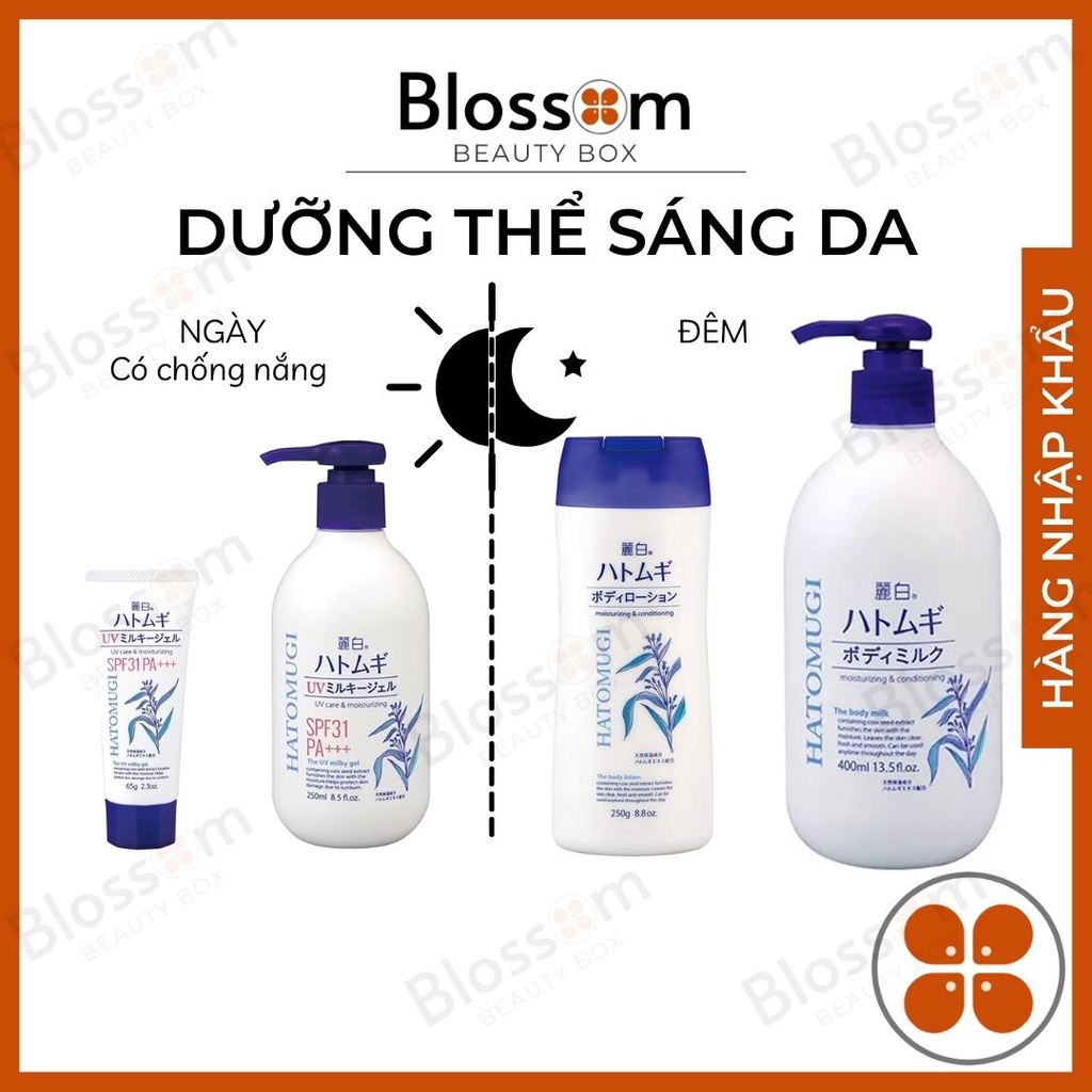 Sữa Dưỡng Thể Ban đêm và Ban ngày Chống Nắng HATOMUGI SPF31 PA+++