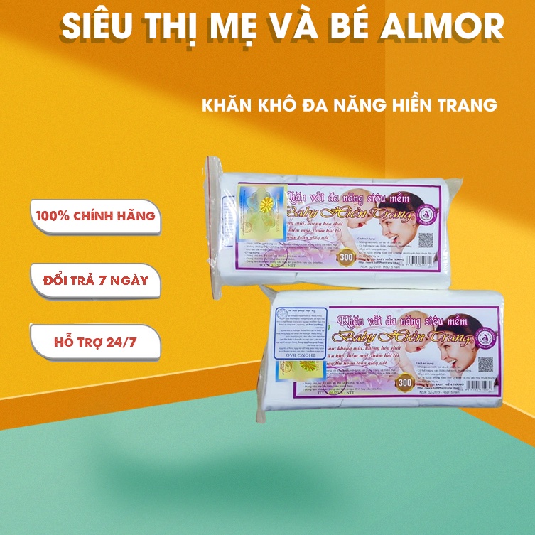 Khăn khô Hiền Trang đa năng siêu mềm, không mùi, không chất độc hại, an toàn cho bé (145 tờ/1 gói)
