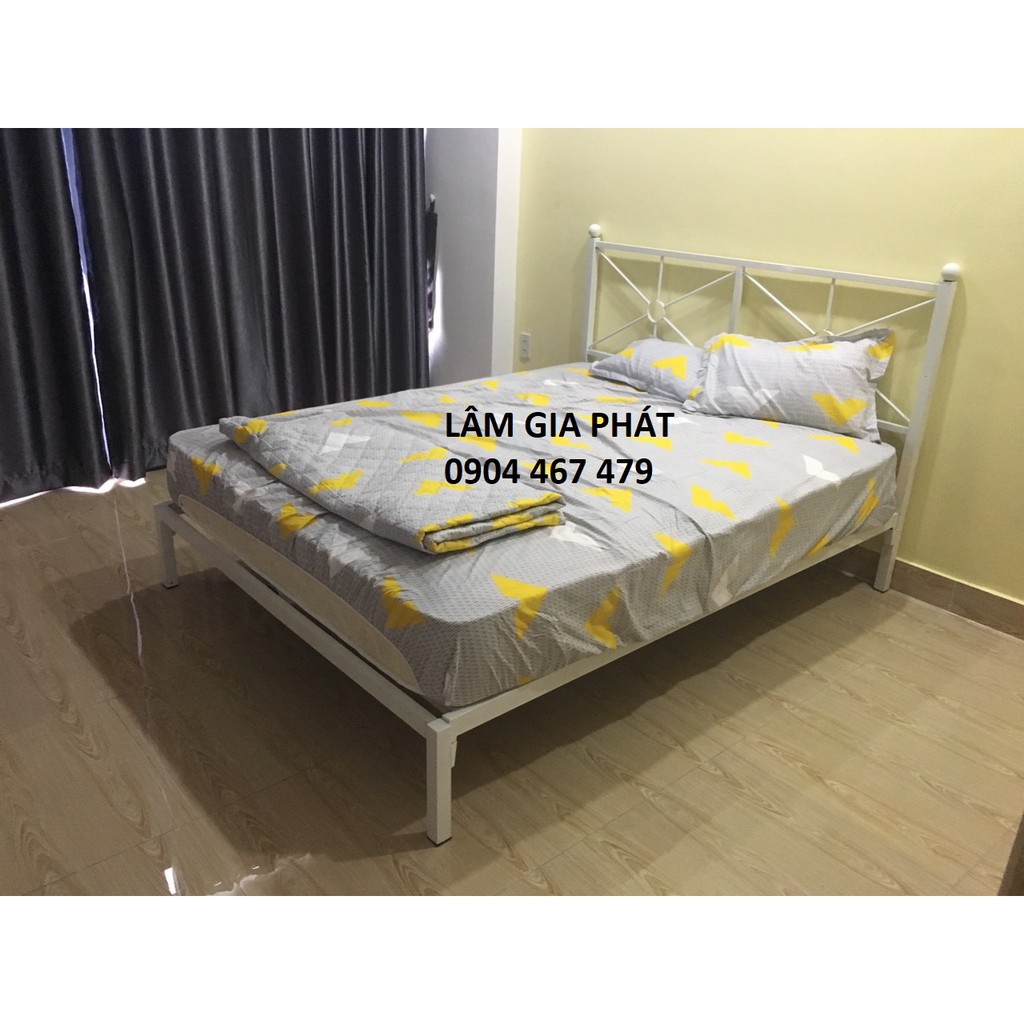 GIƯỜNG SẮT NGÔI SAO TRẮNG NGANG 1M2