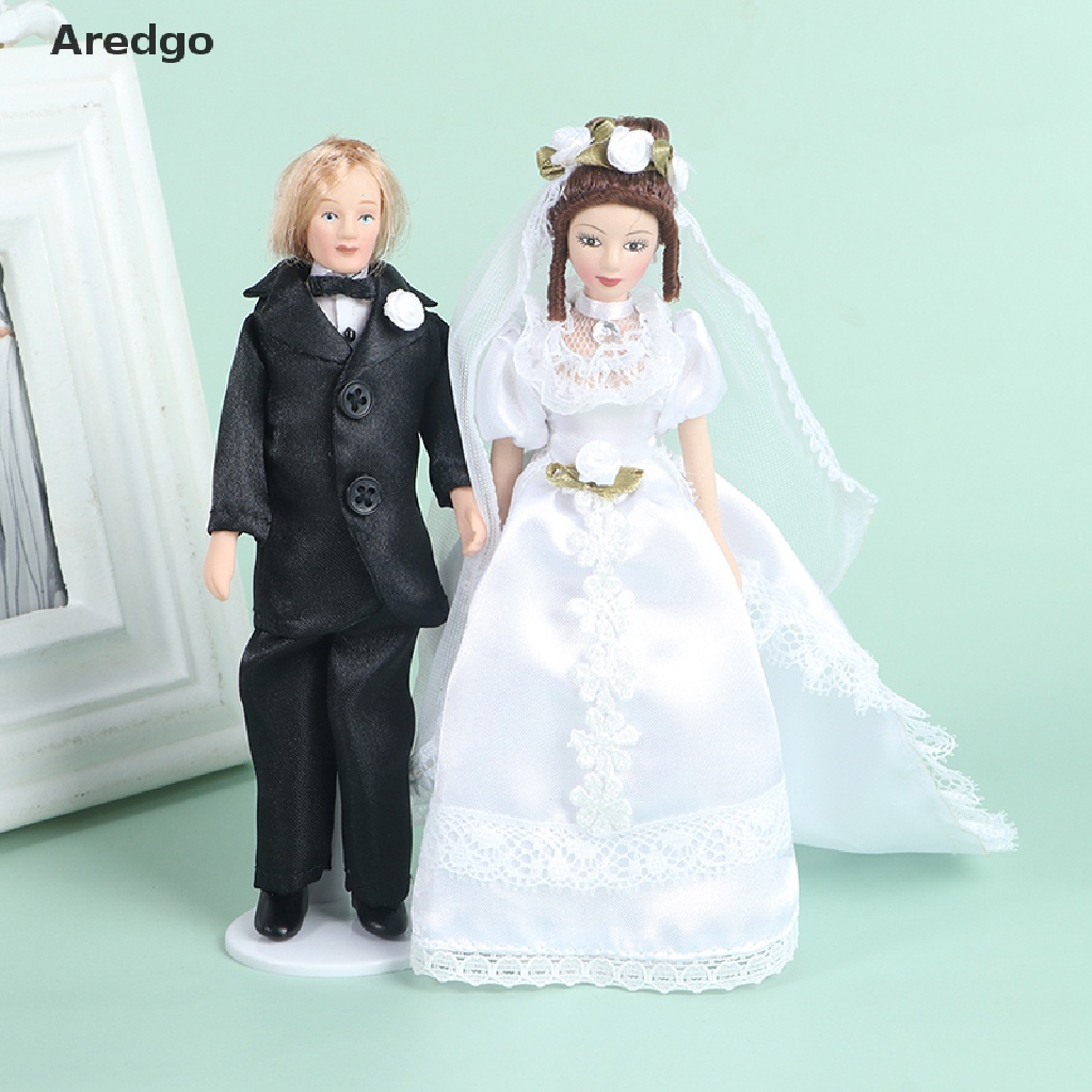 Mô hình cô dâu và chú rể mini tỉ lệ 1:12 trang trí nhà búp bê