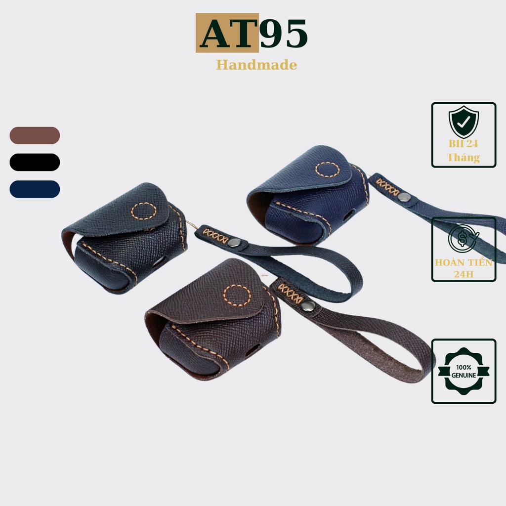 Bao case Airpods 1,2,3, Pro, Pro 2 da bò thật hàng thủ công thương hiệu AT95 HANDMADE