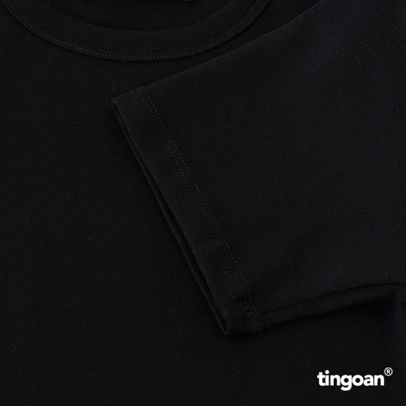 Áo phông dáng ôm vừa thêu chữ &quot;tingoan&quot; đen tingoan “TINGOAN” TSHIRT/BL