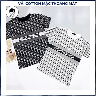 Áo thun nam cổ tròn hoạ tiết CR vải cotton co giãn form ôm body, áo phông nam trung nien quà tặng bạn trai mầu đen trắng