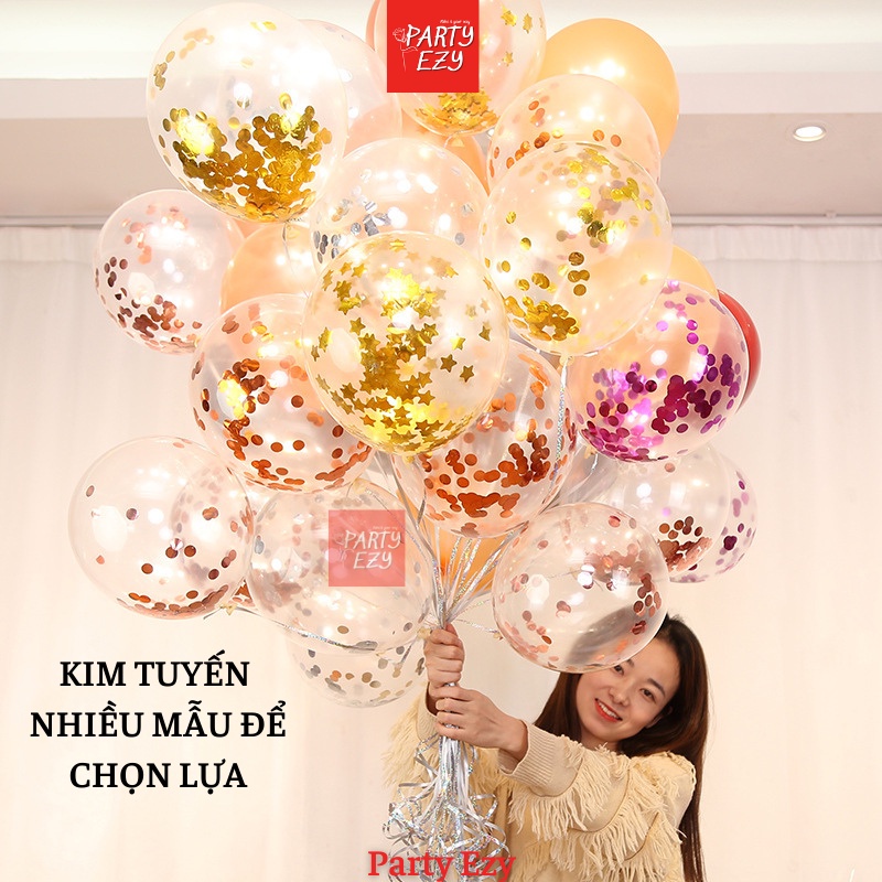 BONG BÓNG TRONG SUỐT KIM TUYẾN NHIỀU MÀU-SIZE 10 INCH